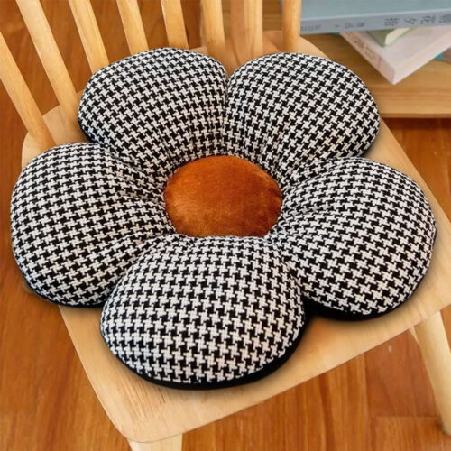 2x Black Flower Cushion Shaped for Floor Sitting Throw Pillow - Image 8