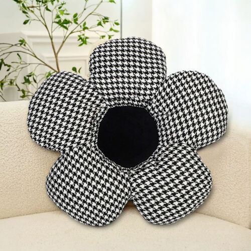 2x Black Flower Cushion Shaped for Floor Sitting Throw Pillow - Image 2