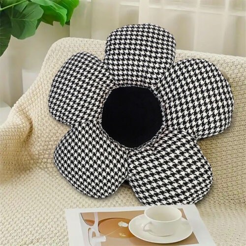 2x Black Flower Cushion Shaped for Floor Sitting Throw Pillow - Image 5