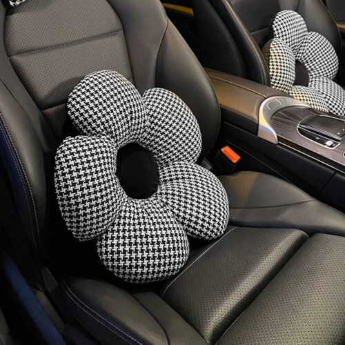 2x Black Flower Cushion Shaped for Floor Sitting Throw Pillow - Image 7