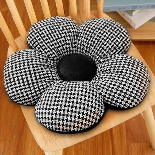 2x Black Flower Cushion Shaped for Floor Sitting Throw Pillow - Image 8