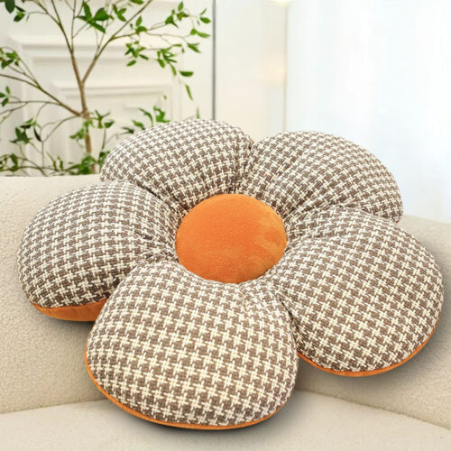 2x Orange Flower Cushion Shaped for Floor Sitting Throw Pillow - Image 2