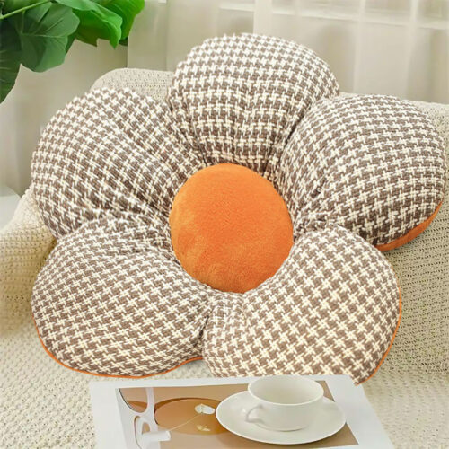 2x Orange Flower Cushion Shaped for Floor Sitting Throw Pillow - Image 3