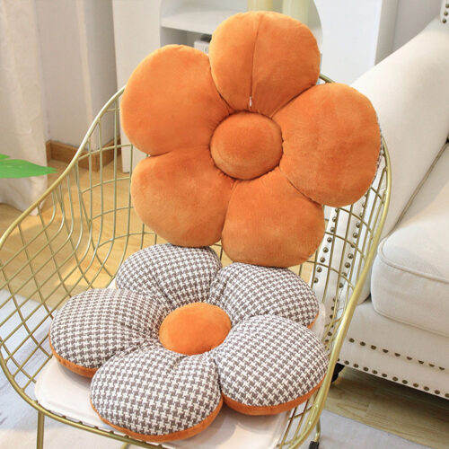 2x Orange Flower Cushion Shaped for Floor Sitting Throw Pillow - Image 4