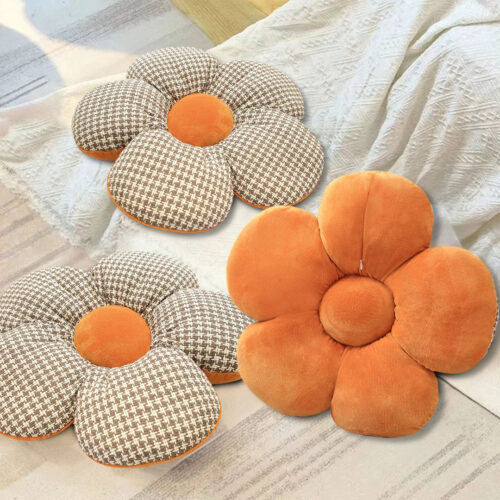 2x Orange Flower Cushion Shaped for Floor Sitting Throw Pillow - Image 5