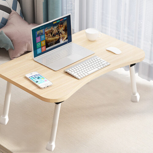 2x Beige Portable Bed Table Adjustable Folding Bed Sofa Study Table Laptop Mini Desk Breakfast Tray Decor - Image 2