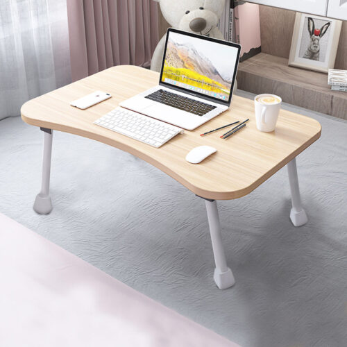 2x Beige Portable Bed Table Adjustable Folding Bed Sofa Study Table Laptop Mini Desk Breakfast Tray Decor - Image 3