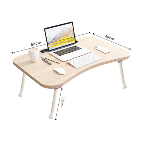 2x Beige Portable Bed Table Adjustable Folding Bed Sofa Study Table Laptop Mini Desk Breakfast Tray Decor - Image 4