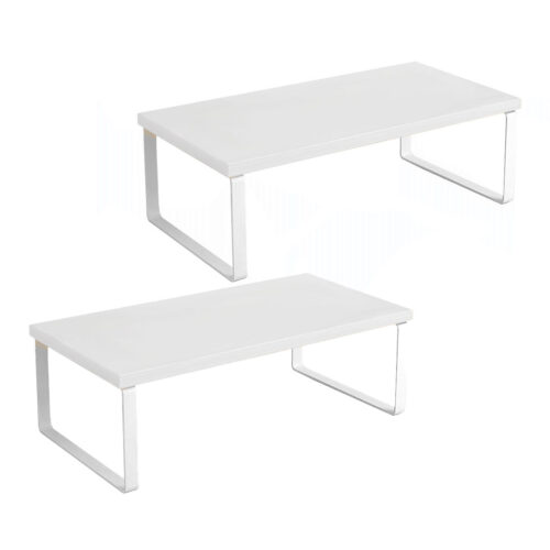 2x 50cm White Computer Monitor Elevated Stand Desktop Support Station Rack
