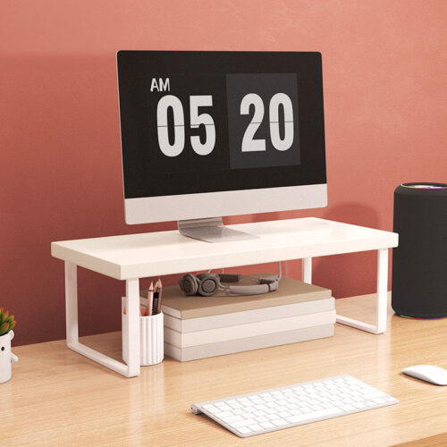 2x 50cm White Computer Monitor Elevated Stand Desktop Support Station Rack - Image 5