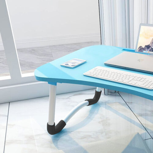 2x Blue Portable Bed Table Adjustable Folding Bed Sofa Study Table Laptop Mini Desk with Notebook Stand Holder - Image 3