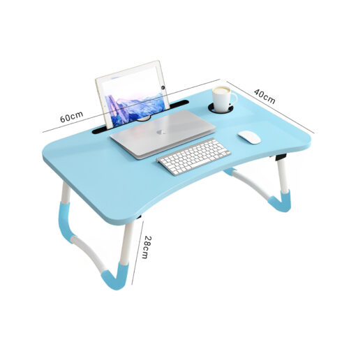 2x Blue Portable Bed Table Adjustable Folding Bed Sofa Study Table Laptop Mini Desk with Notebook Stand Cup Holder - Image 6