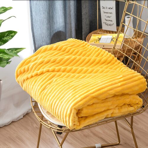 2x Yellow Throw Blanket Warm Cozy Striped Pattern Thin Flannel Fleece Bed Sofa Comforter - Image 10
