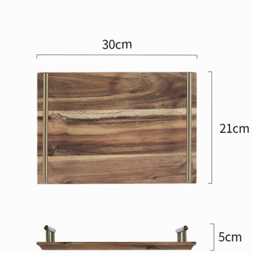 2x 30cm Brown Rectangle Wooden Acacia Food Serving Tray Charcuterie Board Centerpiece Decor - Image 2