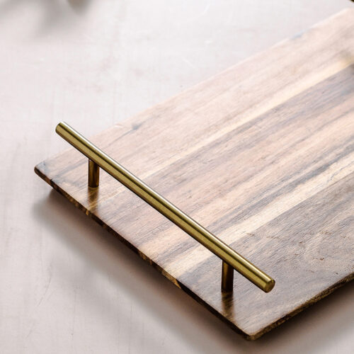 2x 30cm Brown Rectangle Wooden Acacia Food Serving Tray Charcuterie Board Centerpiece Decor - Image 8