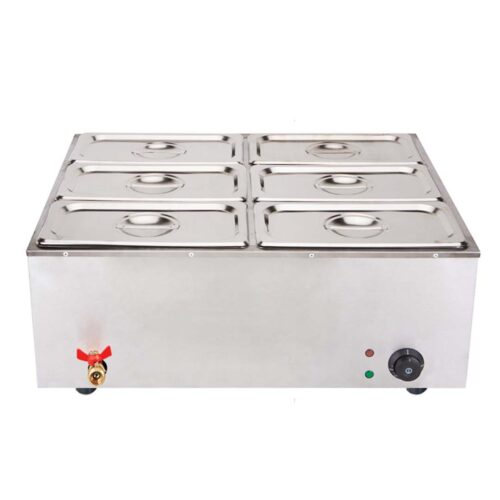 Stainless Steel 6 X 1/3 GN Pan Electric Bain-Marie Food Warmer with Lid - Image 2