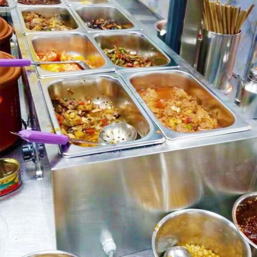 2x Stainless Steel 2 X 1/2 GN Pan Electric Bain-Marie Food Warmer with Lid - Image 6