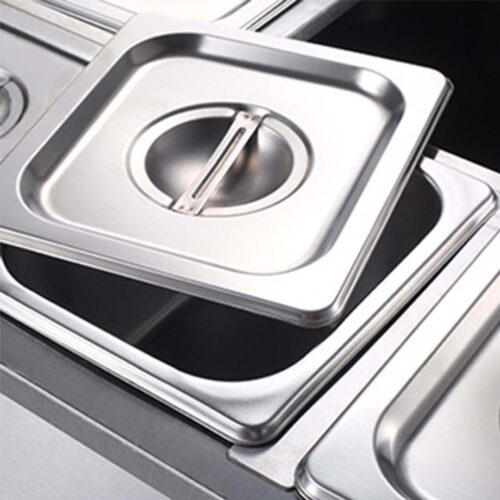 2x Stainless Steel 2 X 1/2 GN Pan Electric Bain-Marie Food Warmer with Lid - Image 7
