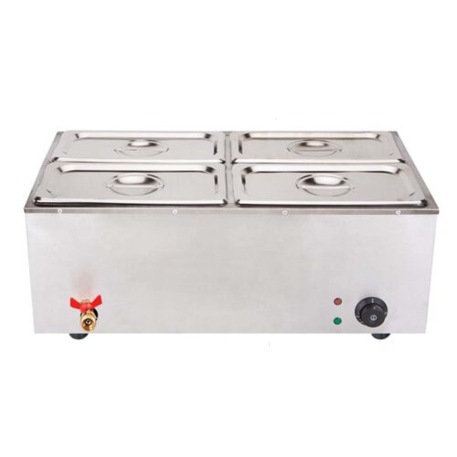 2x Stainless Steel 4 X 1/2 GN Pan Electric Bain-Marie Food Warmer with Lid - Image 2