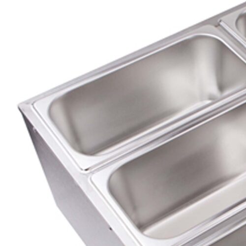 2x Stainless Steel 4 X 1/2 GN Pan Electric Bain-Marie Food Warmer with Lid - Image 8