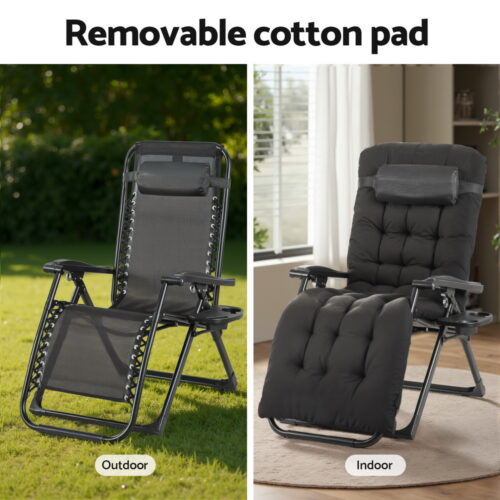 Gardeon Sun Lounge Lounger Folding Camping Zero Gravity Chair Outdoor Furniture - Image 5