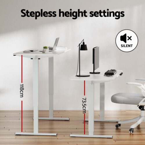 Artiss Electric Standing Desk 140cm Adjustable Height Motorised Home Office Desk White - Image 6