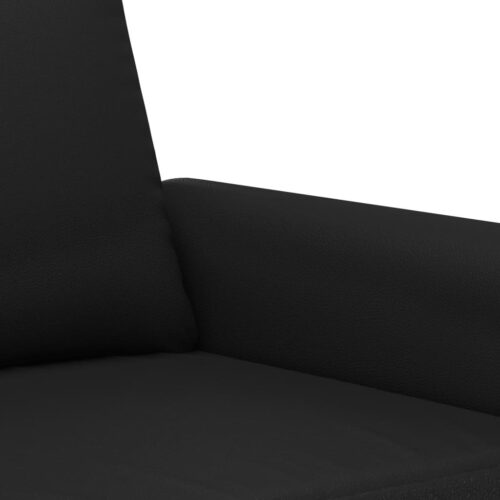 3 Piece Sofa Set with Pillows Black Faux Leather - Image 7