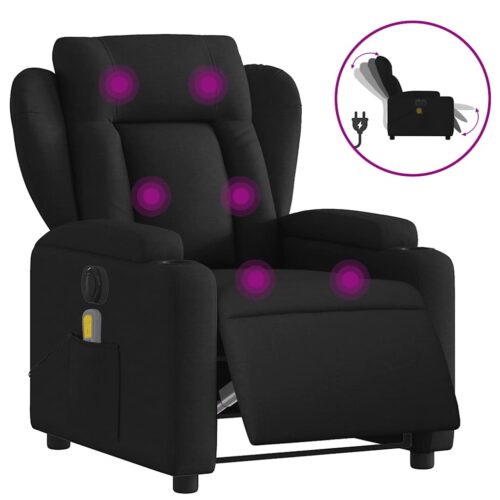 Electric Massage Recliner Chair Black Fabric Lounge Sofa Armchair Massager