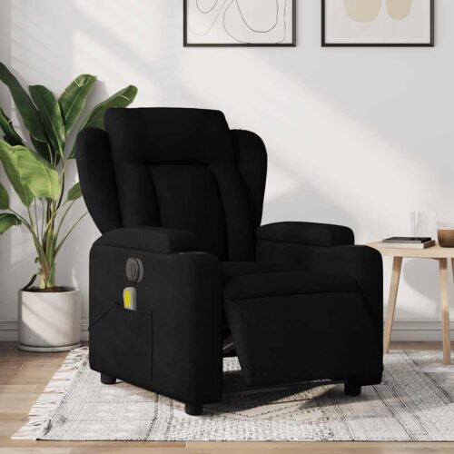 Electric Massage Recliner Chair Black Fabric Lounge Sofa Armchair Massager - Image 2