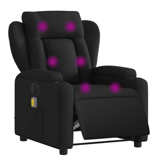 Electric Massage Recliner Chair Black Fabric Lounge Sofa Armchair Massager - Image 3