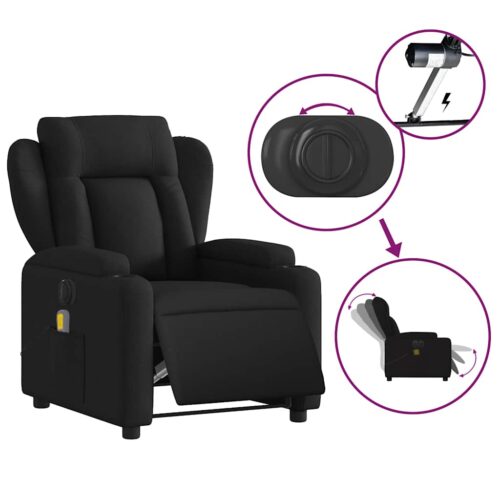 Electric Massage Recliner Chair Black Fabric Lounge Sofa Armchair Massager - Image 6
