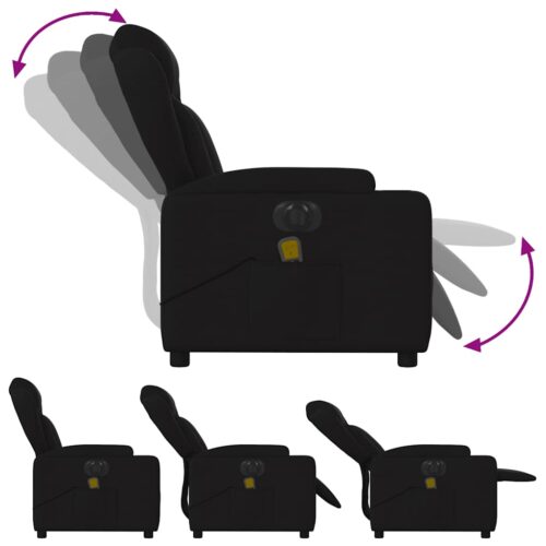 Electric Massage Recliner Chair Black Fabric Lounge Sofa Armchair Massager - Image 7