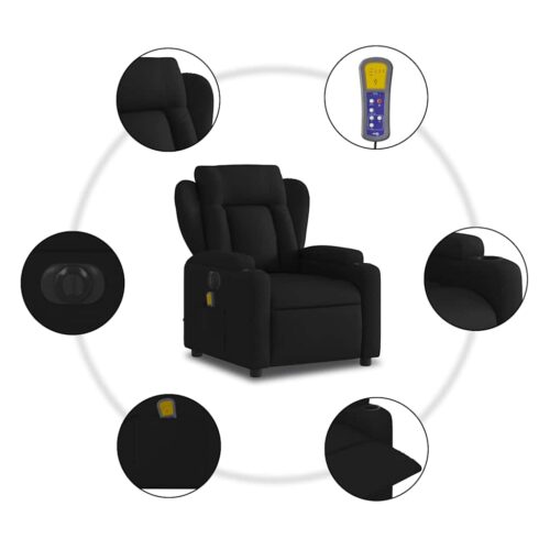 Electric Massage Recliner Chair Black Fabric Lounge Sofa Armchair Massager - Image 8