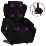 Stand-Lift-Up Massage Recliner Chair Black Fabric Lounge Sofa Armchair Massager