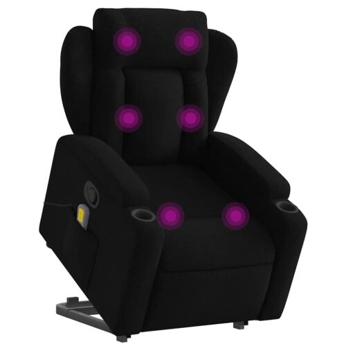 Stand-Lift-Up Massage Recliner Chair Black Fabric Lounge Sofa Armchair Massager - Image 3