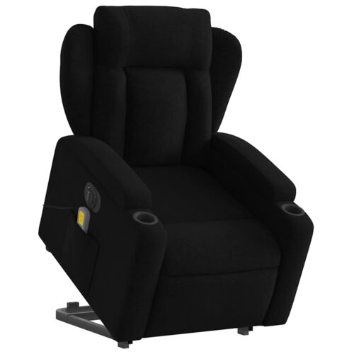 Electric Stand-Lift-Up Massage Recliner Chair Black Fabric Lounge Sofa Armchair Massager - Image 3