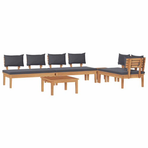 5 Piece Garden Dining Set with Cushions - Solid Teak Wood