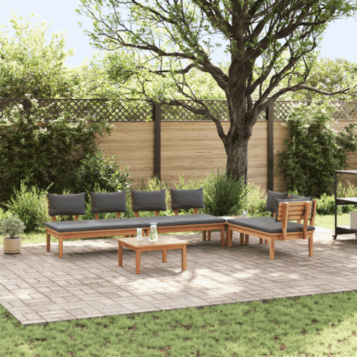 5 Piece Garden Dining Set with Cushions - Solid Teak Wood - Image 2