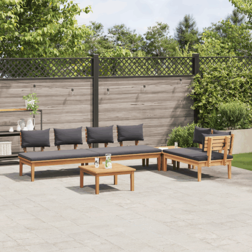 5 Piece Garden Dining Set with Cushions - Solid Teak Wood - Image 4