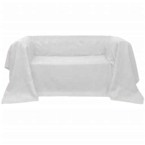 Micro-suede Couch Slipcover Cream 210 x 280cm - Image 3