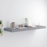 Wooden Floating Wall Shelf Grey 80x23.5x3.8cm MDF