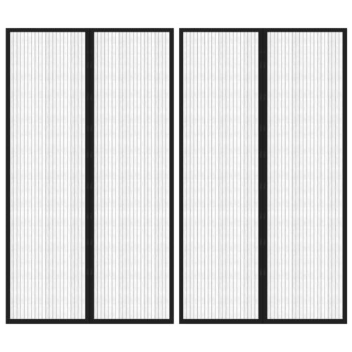 Insect Door Curtains 2pcs with Magnet Blocks Black 200x80cm
