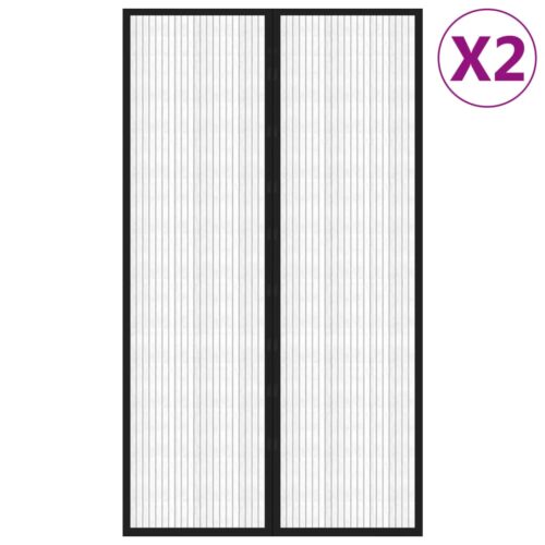 Insect Door Curtains 2pcs with Magnet Blocks Black 200x80cm - Image 2