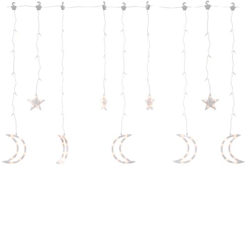 Star and Moon Fairy Lights Remote Control 138 LED Warm White - Image 2