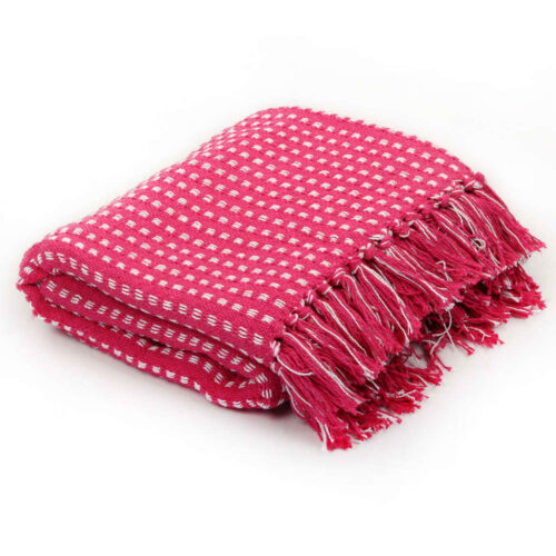 Throw Cotton Squares 220x250cm Pink