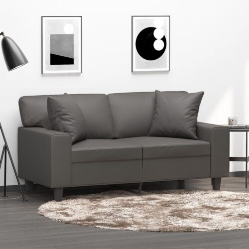 Throw Pillows 2pcs Grey 40x40cm Faux Leather