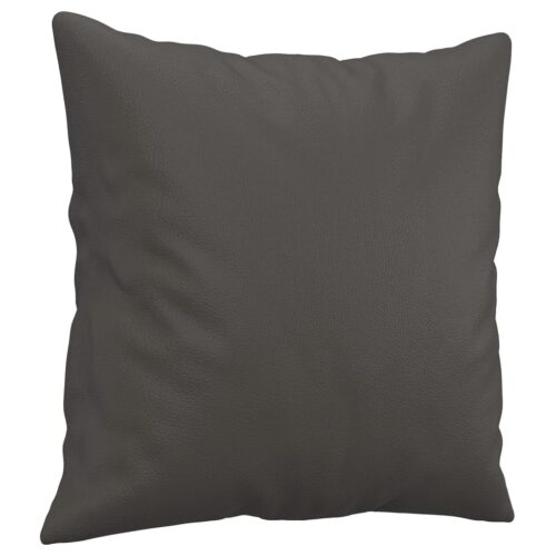 Throw Pillows 2pcs Grey 40x40cm Faux Leather - Image 3