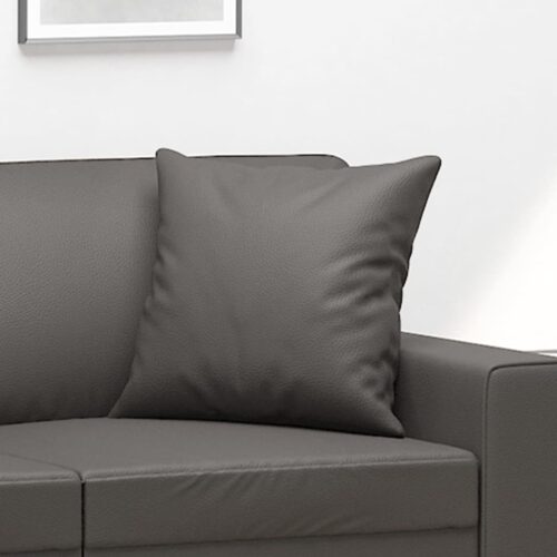 Throw Pillows 2pcs Grey 40x40cm Faux Leather - Image 5