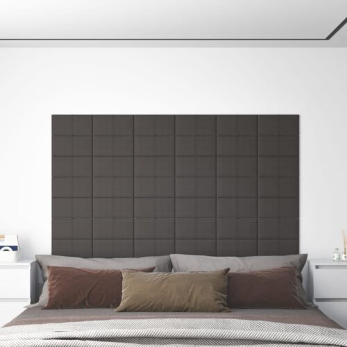 Wall Panels 12pcs Dark Grey 30x15cm Fabric 0.54 m²