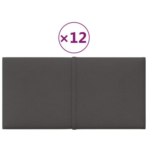 Wall Panels 12pcs Dark Grey 30x15cm Fabric 0.54 m² - Image 2